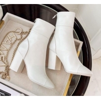 Cute Chanel Oily Leather High-Heel Short Boots 120253 White