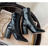 Perfect Chanel Oily Leather 8.5cm High-Heel Short Boots 120253 Black