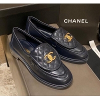 Grade Design Chanel Leather Loafers with CC Foldover 120279 Blue