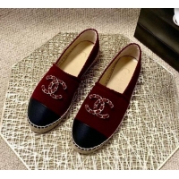 Low Cost Chanel Knitted Wool Espadrilles G36368 Burgundy