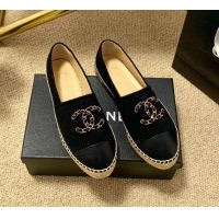 Elegant Chanel Knitted Wool Espadrilles G36368 Black