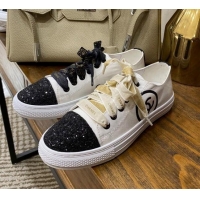 Charming Chanel Canvas Sequins Sneakers 326 White/Balck