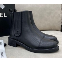 Latest Style Chanel Calfskin Short Boots 405 Black