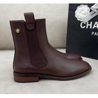 Duplicate Chanel Camellia Calfskin Short Boots 405 Brown 