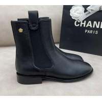 Sumptuous Chanel Camellia Calfskin Short Boots 405 Black