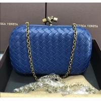 Top Quality Bottega Veneta Knot Woven Lambskin Clutch with Chain BV11010 Dark Blue