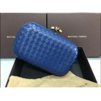 Top Quality Bottega Veneta Knot Woven Lambskin Clutch with Chain BV11010 Dark Blue