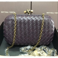 Unique Style Bottega Veneta Knot Woven Lambskin Clutch with Chain BV11010 Dark Grey