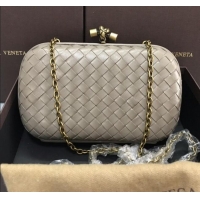 Good Taste Bottega Veneta Knot Woven Lambskin Clutch with Chain BV11010 Beige