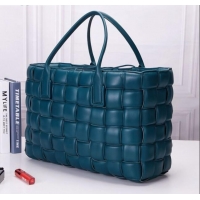 Best Grade Bottega Veneta Padded Cassette Maxi-Woven Nappa Lambskin Large Tote Bag BV0401 Peacock Blue 2020