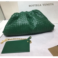 Best Price Bottega Veneta The Large Pouch Clutch in Woven Lambskin BV0417 Racing Green 2020