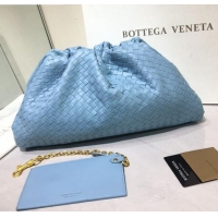 Good Looking Bottega Veneta The Large Pouch Clutch in Woven Lambskin BV0417 Ice Blue 2020