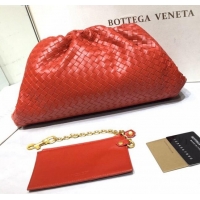 Discount Bottega Veneta The Large Pouch Clutch in Woven Lambskin BV0417 Bright Red 2020