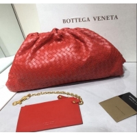 Well Crafted Bottega Veneta The Large Pouch Clutch in Woven Lambskin BV0417 Polish Red 2020