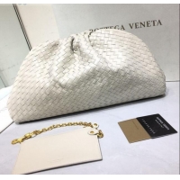 Market Sells Bottega Veneta The Large Pouch Clutch in Woven Lambskin BV0417 White 2020