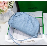 Well Crafted Bottega Veneta The Mini Pouch Clutch Bag in Large-Woven Lambskin BV0919 Light Blue 2020