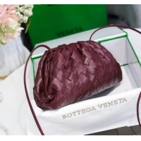 Low Price Bottega Veneta The Mini Pouch Clutch Bag in Large-Woven Lambskin BV0919 Burgundy 2020