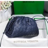 Buy Grade Bottega Veneta The Mini Pouch Clutch Bag in Large-Woven Lambskin BV0919 Navy Blue 2020