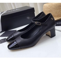 Best Quality Chanel Lambskin Mary Janes Pumps 5cm 122109 Black