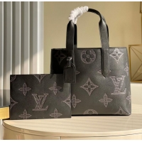 Buy Discount Louis Vuitton Monogram Taurillon Shadow Original Leather Cabas Voyage Bag M57290 Black