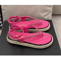 Best Price Chanel Lambskin Flat Thong Sandals G36921 Hot Pink