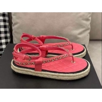 Stylish Chanel Lambskin Flat Thong Sandals G36921 Red