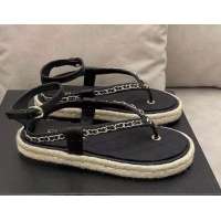 Best Price Chanel Lambskin Flat Thong Sandals G36921 Black