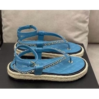 Best Quality Chanel Lambskin Flat Thong Sandals G36921 Blue