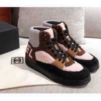 Best Price Chanel Shearling Wool Short Boots 122348 Brown/Black