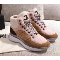 Sumptuous Chanel Shearling Wool Short Boots 122348 Pink/Brown