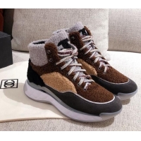 Most Popular Chanel Shearling Wool Short Boots 122348 Brown/Black