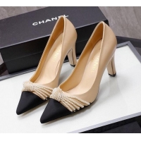 Popular Style Chanel Suede Kidskin Pumps with Pearl Knot Charm G36391 7.5cm Nude 2021