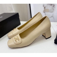 Funny Chanel Lambskin CC Pumps 5cm 010794 Beige 2021