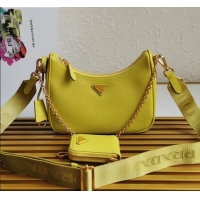 Market Sells Prada Re-Edition 2005 Saffiano Leather Hobo Bag 1BH204 Yellow 2020