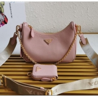 Popular Style Prada Re-Edition 2005 Saffiano Leather Hobo Bag 1BH204 Pink 2020