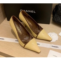 Low Cost Chanel Vintage Calfskin Strap Pumps 7cm 010817 Yellow 2021