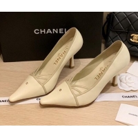 Perfect Chanel Vintage Calfskin Strap Pumps 7cm 010818 White 2021