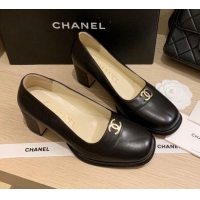 Super Quality Chanel Vintage Calfskin Round CC Pumps 7cm 10820 Black 2021