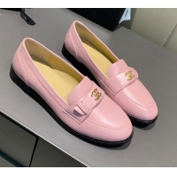 Best Design Chanel Calfskin CC Strap Loafers 10823 Pink 2021 