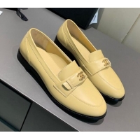 Low Price Chanel Calfskin CC Strap Loafers 010825 Beige 2021