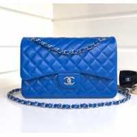 Top Grade Chanel Jumbo Quilted Lambskin Classic Large Flap Bag A03110 Blue 2020