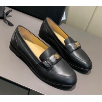 Grade Design Chanel Calfskin CC Strap Loafers 010825 Black 2021