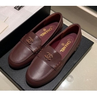 Popular Style Chanel Suede Chain Charm Loafers G35067 Burgundy 2021