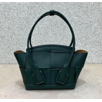 Best Price Bottega Veneta Arco Mini Bag in Grained Maxi Woven Calfskin BV0411 Dark Green 2020