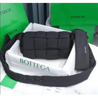 Discount Bottega Veneta Cassette Maxi-Woven Padded Nylon Shoulder Bag BV0422 Black 2020