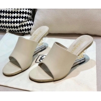 Best Price Chanel Calfskin Wedge Slide Sandals 010947 White 2021