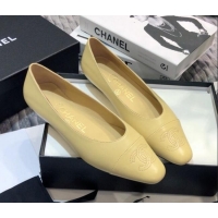 Good Quality Chanel Vintage Lambskin Ballerinas with Embossed CC 011134 Nude 2021