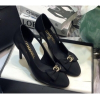 Good Quality Chanel Lambskin Bow Pumps 8.5cm G36347 Black 2021