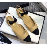 Best Product Chanel Lambskin Flat Mary Janes Slingback with Bow G36361 Nude 2021