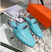 Good Quality Hermes Calfskin Oz Mules 033135 Blue